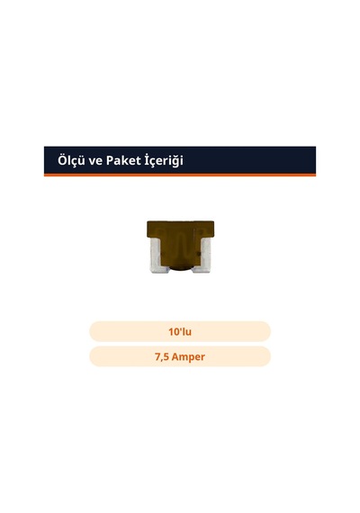 Trobus Oto Sigortası 10'lu Mikro Bıçak Tip 7,5 Amper Kahverengi Diğer