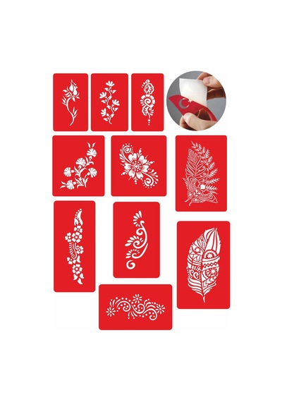 Enhavalı Çiçekli Geçici Dövme Şablonları 10'lu