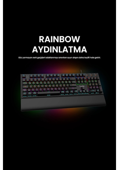 Nova Mk104 Rainbow Bilek Destekli Türkçe Fullanti-ghosting Mekanik Oyuncu Klavyesi Siyah Red Switch