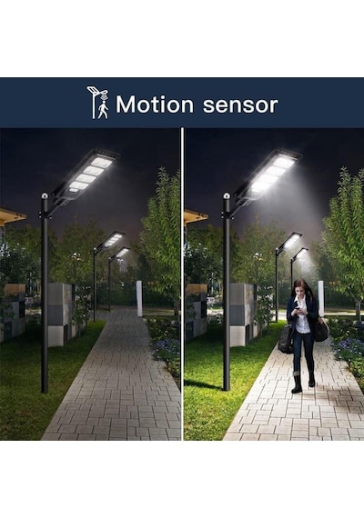 600w Solar Hareket Sensörlü Bahçe Aydınlatması 12 Led Panel Lamba, Güneş Enerjili, Kumandalı 3modlu