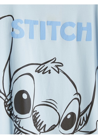 Lcw Young Mavi Stitch Baskılı Kadın Gecelik