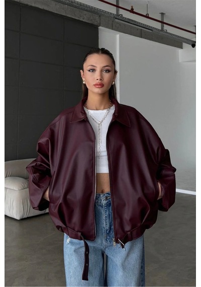 Karabulut Kadın Oversize Deri Ceket Oversize Fermuarlı Kemer Detaylı Günlük Kadın Ceket Bordo Bordo&burgundy Bordo&Burgundy Karabulut Kadın Oversize Deri Ceket Oversize Fermuarlı Kemer Detaylı Günlük Kadın Ceket Bordo Bordo&burgundy Bordo&Burgundy