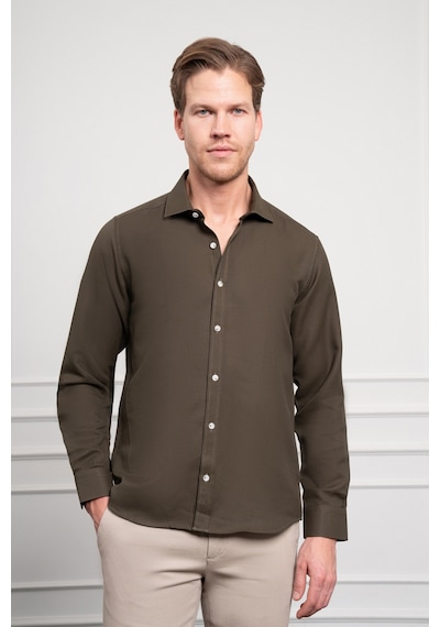 Morven Erkek Haki Trend İtalyan Yaka Slim Fit Dar Kesim Gömlek 25mc004017710 Haki Haki