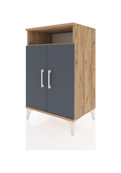 Hyperion Komodin 3 Raflı 2 Kapaklı 60x44x96 Çam-antrasit Atlas Çam