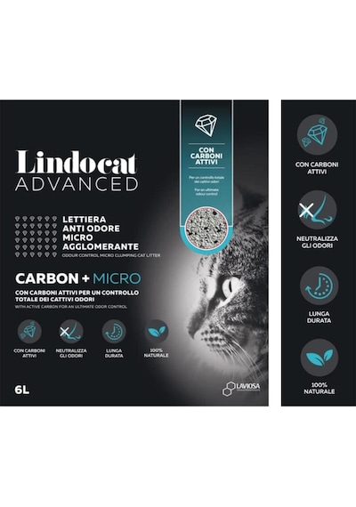 Lindo Cat Lindocat Advanced Carbon + Micro Aktif Karbonlu Kedi Kumu 6 L