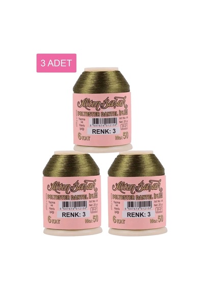 Jenerik 3 Adet Altınbaşak Oya Ve Dantel İpi 20 Gr - Royaleks - No: 003