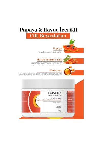 Lexroo El Ve Vücut Peelingi Papaya Ve Havuç Içerikli 50ml Cilt Beyazlatma
