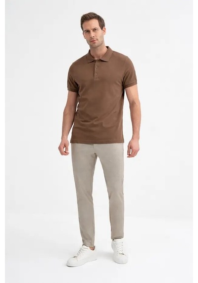 Cazador 46130 Erkek Kahverengi Polo Yaka Tshirt