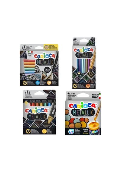 Metalik Seri Boyalar 4 Lü Set Kuru / Pastel / Keçeli / Guaj