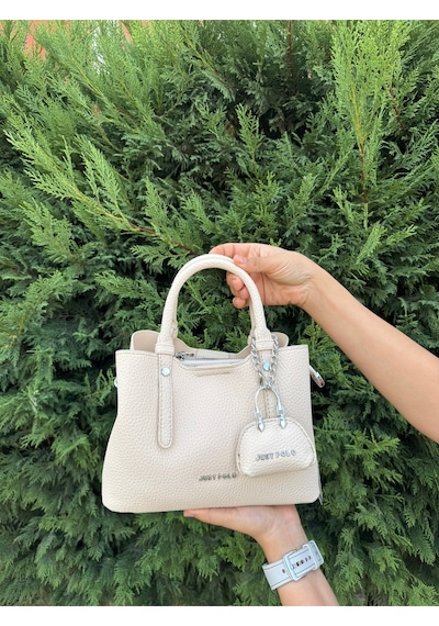 Just Polo Kadın Orta Boy Ayarlanabilir Askılı Lüks El & Omuz Çantası Shoulder Bag Ebat : 28 X 20 Cm Krem 30378871