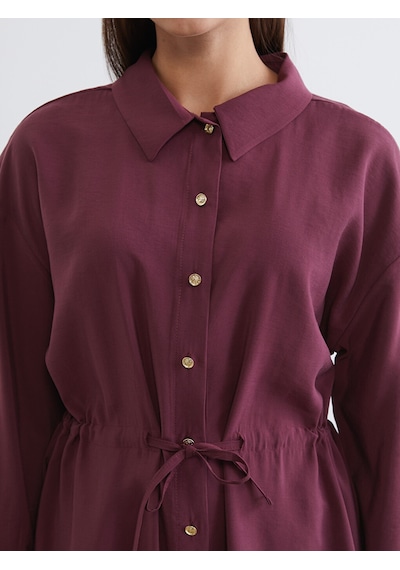 Lcw Modest Bordo Büzgülü Kadın Gömlek Tunik