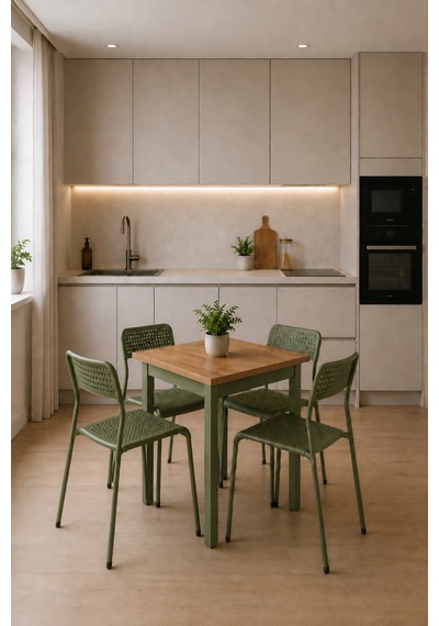 4'lü Mutfak Seti Mutfak Masa Ve Sandalye Seti Balkon Masası Cafe Seti, 5'li Bistro Masa & Sandalye Takımı Çam/yeşil-yy