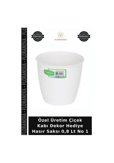 Özel Üretim Çiçek Kabı Dekor Hediye Hasır Saksı 0,8 Lt No 1
