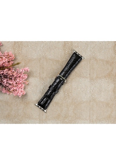 Bouletta Apple Uyumlu Watch Deri Kordon 42-44-45 MM Croco Siyah Bouletta Apple Uyumlu Watch Deri Kordon 42-44-45 MM Croco Siyah