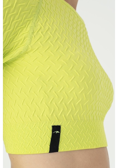 Maraton Slimfit Kadın Bisiklet Yaka Neon Yeşil Crop Top Neon Yeşil