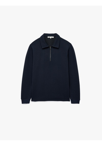 Koton Uzun Kollu Yarım Fermuarlı Polo Yaka Sweatshirt Lacivert 7wam70010mk