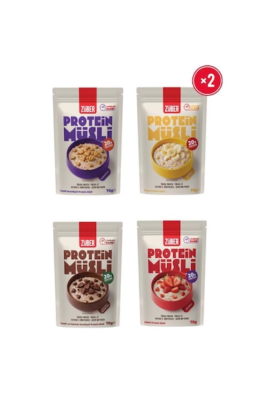 Yulaflı Protein Müsli Deneme Paketi Muzlu,çilekli,sade Kurabiyeli,kakaolu Kurabiyeli 70g X 5 Adet