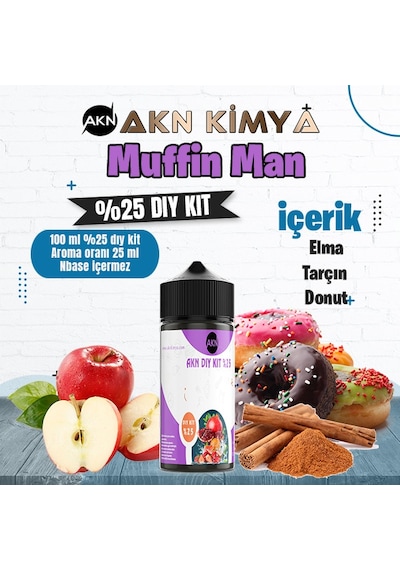 One Hit Wonder Muffin Man Yoğun Dıy Kit Elma Tarçın Donut Gıda Aroması %25 Oranda Aroma İçerir Hazır Değildir 100 Ml