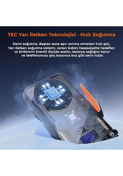 Sd39 Fanlı Soğutuculu Otomatik Kablosuz Şarj Cihazı Ve Araç İçi Telefon Tutucu Dijital Sıcaklık Göstergeli
