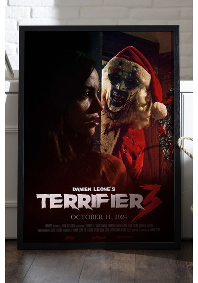 Terrifier Siyah Ahşap Çerçeveli Poster, Dekoratif Film Duvar Tablosu