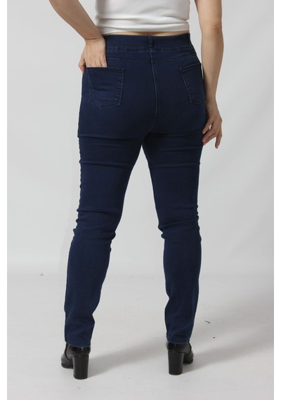 Moda Berray R001 Beli Lastikli Esnek Büyük Beden Mevsimlik Mavi Kot Pantolon Denim - Lacivert
