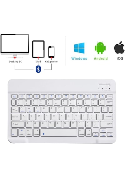 Tablet Apple Uyumlu iPad Bluetooth Klavye Şarjlı Kablosuz - Al2671 Beyaz