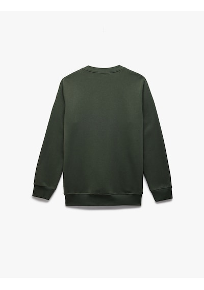Koton Uzun Kollu Şardonlu Bisiklet Yaka Baskılı Sweatshirt Haki 6wam70161mk Haki