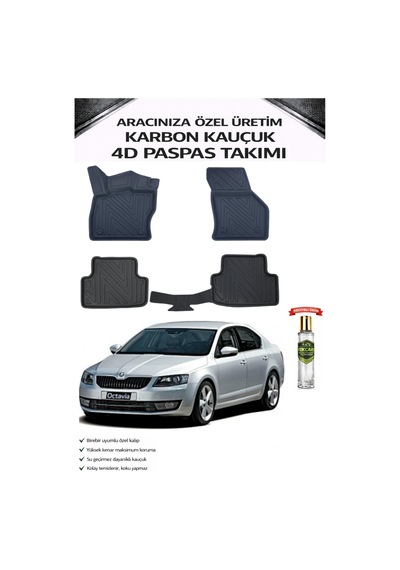 Skoda Octavia 2014 Model Aracınıza Özel Karbon Kauçuk Paspas Takımı