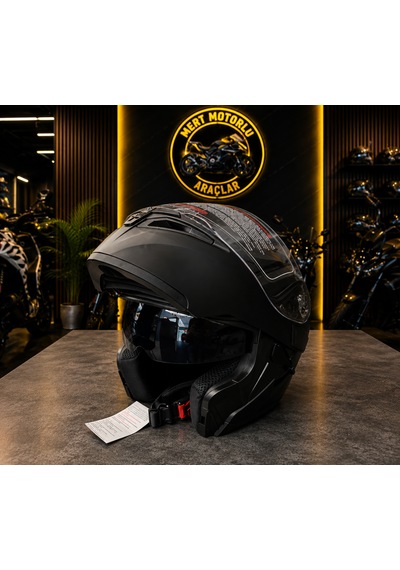 Jk 902 Matt Black Çene Açılır Motosiklet Kaskı Mat Siyah