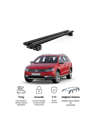 Pençe Volkswagen Passat Alltrack B7 2008 Ve Sonrası Uyumlu Siyah Ara Atkı Port Bagaj Tavan Barı