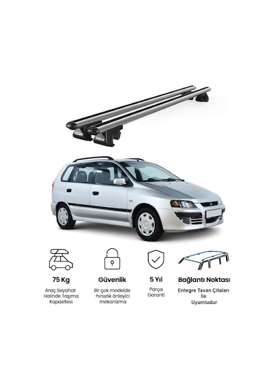 Venüs Mitsubishi Space Star 2002-2005 Uyumlu Gri Ara Atkı Port Bagaj Tavan Barı