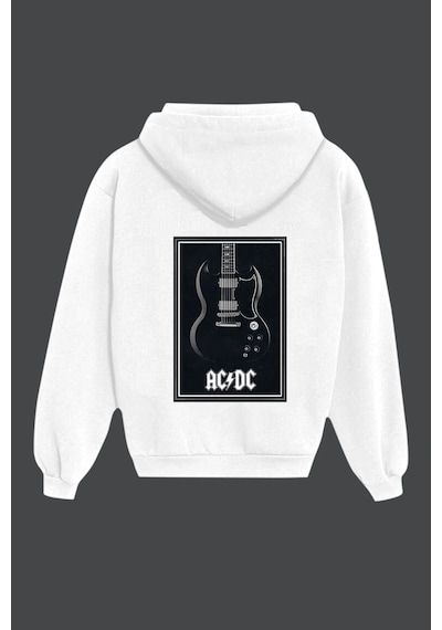 Tarzsokak Unisex Beyaz Ac-dc Sırt Baskılı Sweatshirt