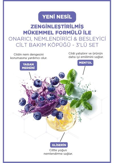 Cilt Bakım Köpüğü Blueberry & Mılkshake 100 Ml 3'lü Set