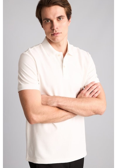 Defacto Regular Fit Polo Yaka Pike Kısa Kollu Tişört E9504ax25smwt32 Beyaz