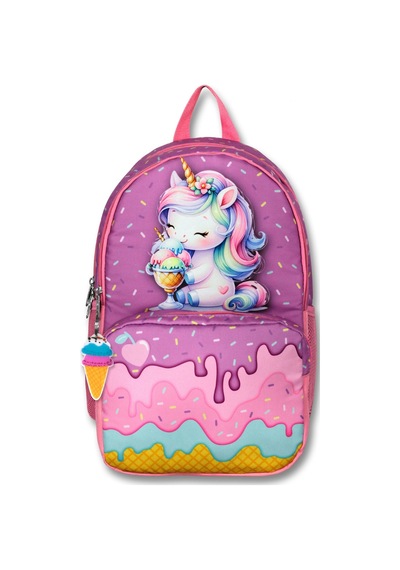 Cennec 5003 Dondurma Yiyen Unicorn - Mor Pembe - Kız Çocuk Okul Çantası Mor - Pembe