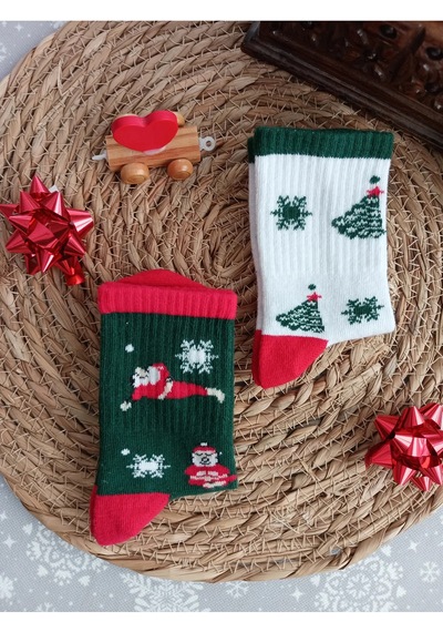 Butik 2'li Noel-Yılbaşı Konsept Unisex Çocuk Çorap