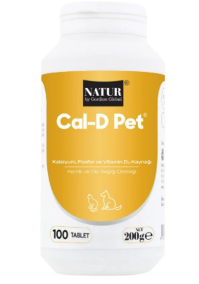 Natur Cal-d Pet Kedi Ve Köpekler İçin Kalsiyum Vitamin D3 Takviyesi 100 Adet Ekonomik Paket