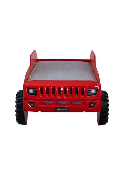 Arabalı Yatak, Jeep Arabalı Yatak - Kırmızı + 1 Adet Comfort Yatak