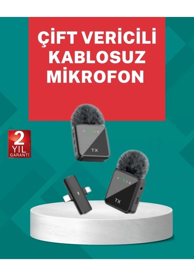 Home Profesyonel Ses Kayıtları İçin 2 Li Kablosuz Yaka Mikrofon Seti