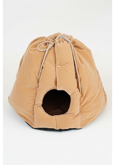 Reyo Max Design Maxie Dream Pouch Kedi Yuvası Ve Köpek Yatağı Latte Yumuşak, Konforlu Peluş Kedi Evi Ve Evcil Hayvan Yatağı