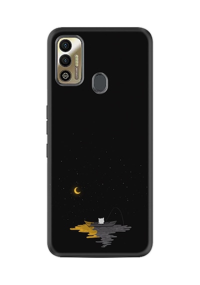 Tecno Spark 7t Kılıf Silikon Desen Özel Seri Ay Ve Kedi 1683