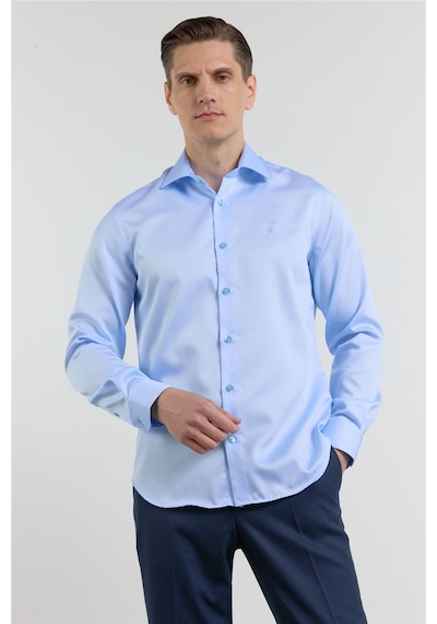 İmza Mavi Saten İtalyan Yaka Uzun Kol Cepsiz Slim Fit Pamuk Gömlek 1004255231 L İmza Mavi Saten İtalyan Yaka Uzun Kol Cepsiz Slim Fit Pamuk Gömlek 1004255231 L