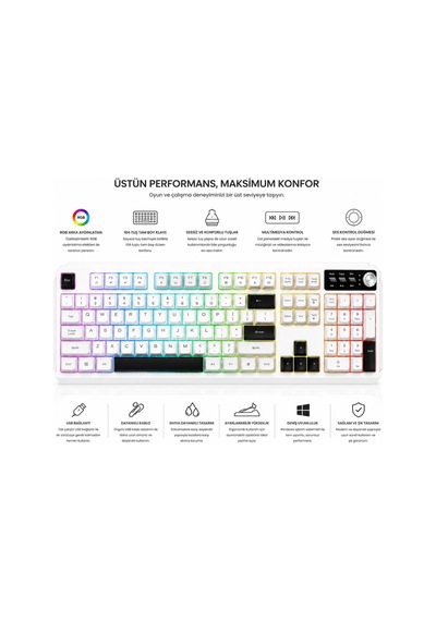 Jedel K511 Kablolu Gaming Oyuncu Klavyesi - 104 Tuş Rgb Gökkuşağı Aydınlatmalı