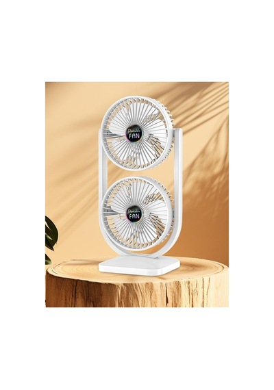 Şarjlı Masaüstü Çiftli Vantilatör Mini Serinletici Fan