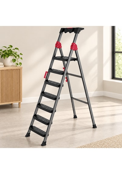 6+1 Basamaklı Metal Merdiven 150 Kg Taşıma