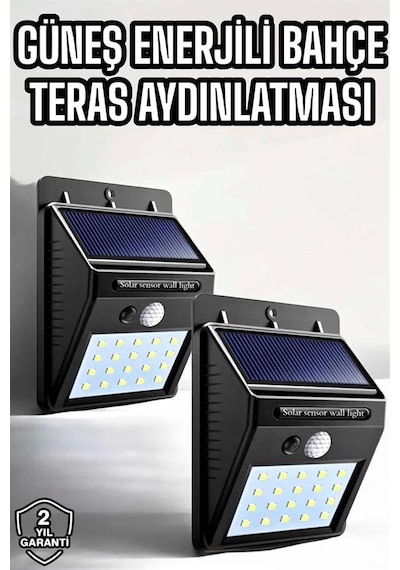 Solar Güneş Enerji Panelli Sensörlü Lamba Enerji Tasarruflu Sarı