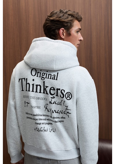 Grımelange PASCAL Erkek Kapüşonlu Kanguru Cepli Önü Ve Sırtı Baskılı Regular Fit Grimelanj Sweatshirt