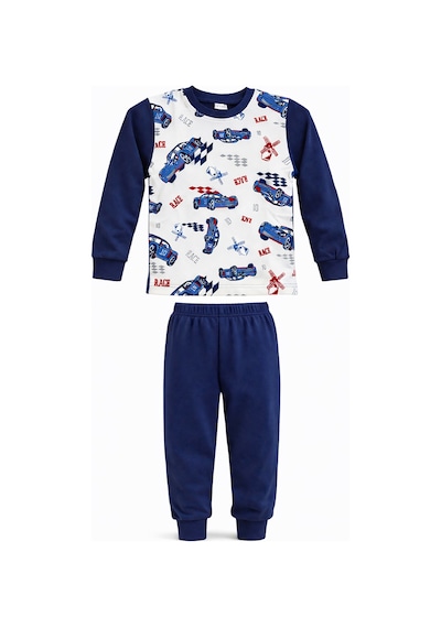 Erkek Çocuk Pamuklu Desenli Pijama Takımı 6068-15 Lacivert Lacivert