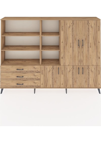 Arges Dolap 11 Raflı 3 Çekmeceli 5 Kapaklı 220x30x163 Çam-çam Çam-çam