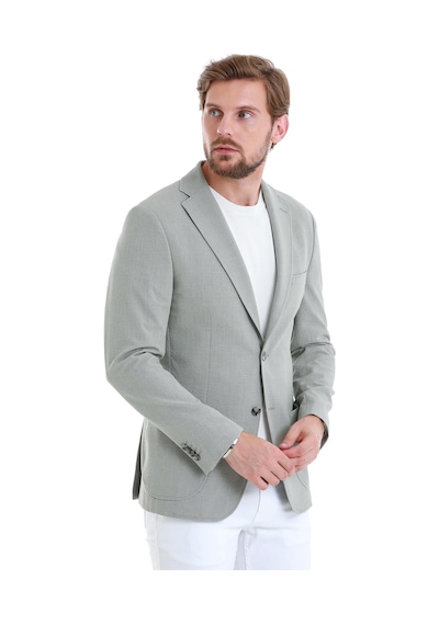 Hatemoğlu Gri Slim Fit Kareli Mono Yaka Klasik Ceket 14293024d001 140 Gri
